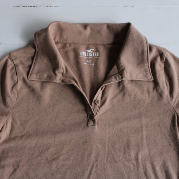 Cropped Light Brown Short Sleeve Polo - Picture 3 of 6